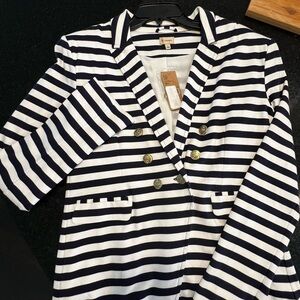 Daniel Cremieux striped nautical blazer with gold buttons, white lining